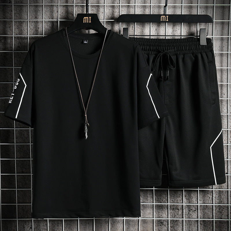Men's Sports Japanese Print Crew Neck Casual Suit