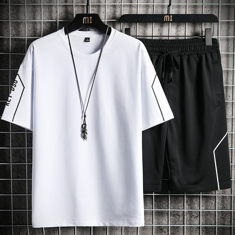 Men's Sports Japanese Print Crew Neck Casual Suit
