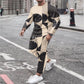 Men's 3D Digital Printing Long Sleeve Shorts Round Neck Suit