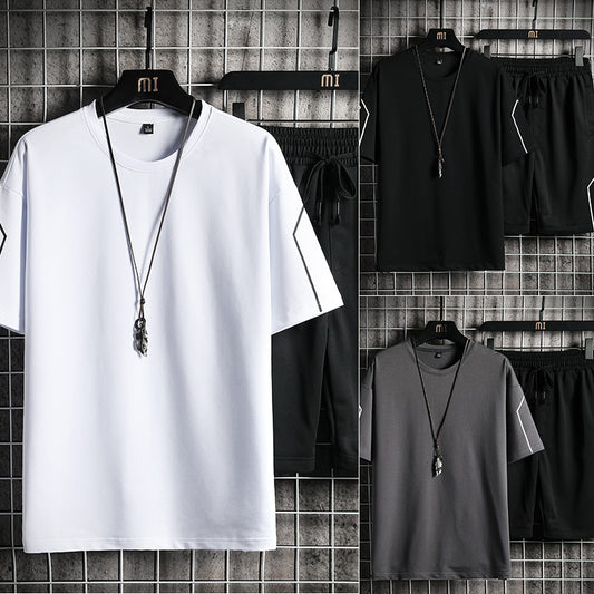 Men's Sports Japanese Print Crew Neck Casual Suit