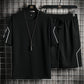 Men's Sports Japanese Print Crew Neck Casual Suit