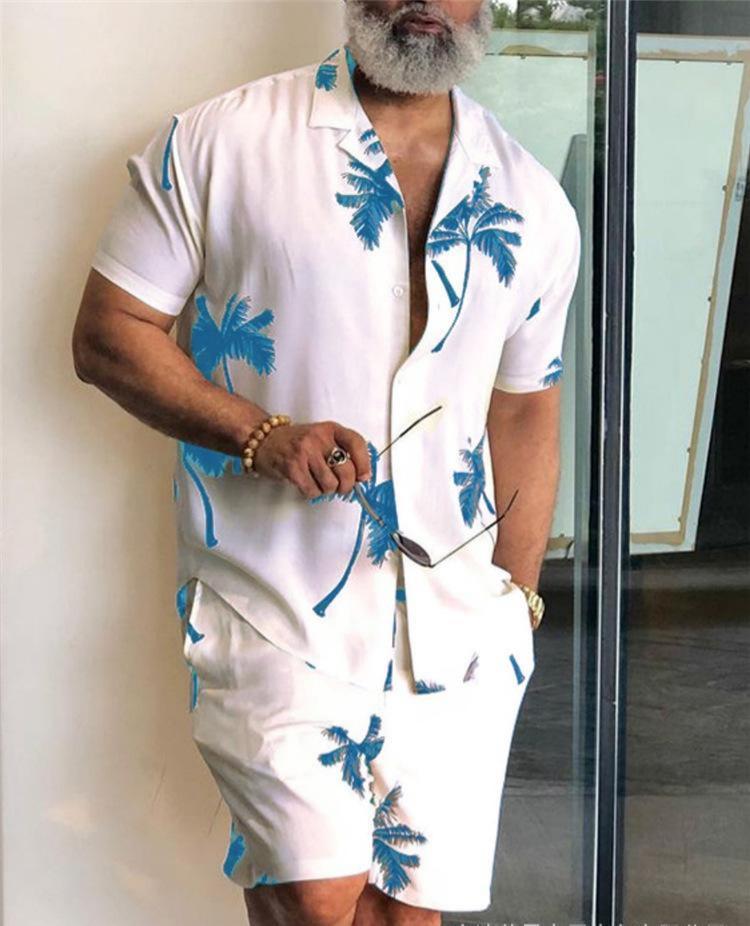 Hawaiian Casual Beach Style Men's Loose Shirt Suit