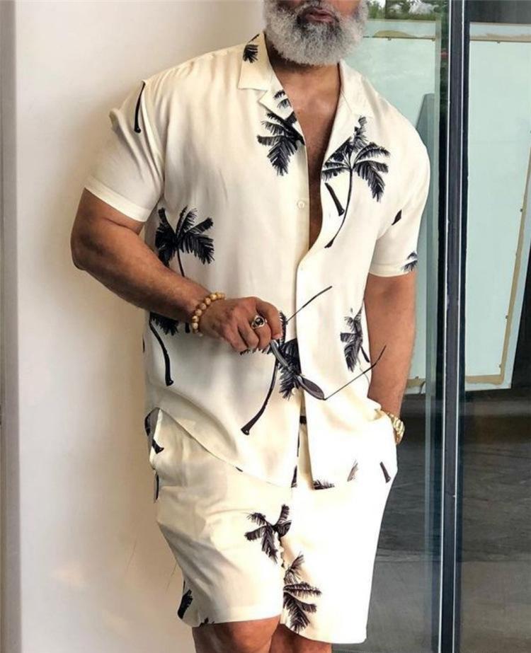 Hawaiian Casual Beach Style Men's Loose Shirt Suit