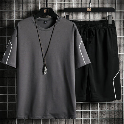 Men's Sports Japanese Print Crew Neck Casual Suit